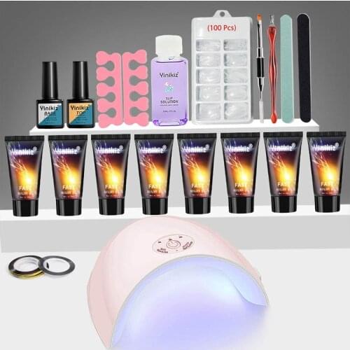 Yinikiz 30ml Nail Polish Set Poly Extension Nail Gel 36w Uv Nail Lamp French Nail Quick Building Jelly Nail Art Brush dropship