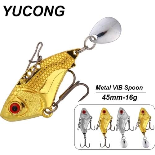 YUCONG 1PCS Metal VIB Spoon 4.5cm-16g Vibration Spinnerbait Vivid Swimbait Fishing Lure With Sequin Trout Sinking Crankbait Isca