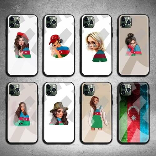 Azerbaijan buta flag fashion girl Phone Case Tempered Glass For iPhone 12 11 Pro Max Mini XR XS MAX 8 X 7 6S Plus SE 2020 cover