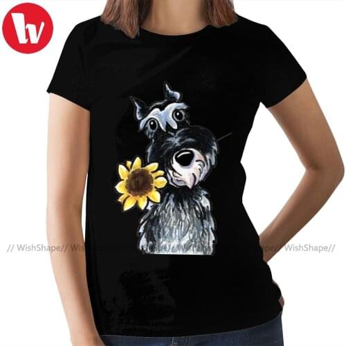 Schnauzer T-Shirt Sunny Schnauzer T Shirt Graphic O Neck Women tshirt Street Fashion Oversize Ladies Tee Shirt