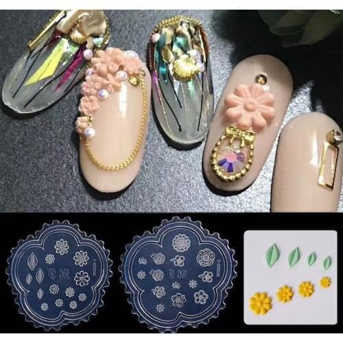 3Pcs 3D Acrylic Nail Molds for Nail Art Decorations New Flowder Resin Charms DIY Nail Art Templates Manicure Tools Soft Film