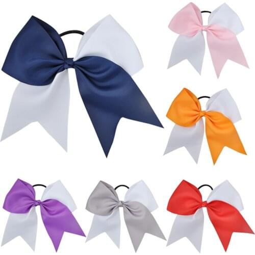 7 Inches Woman Grosgrain Ribbon Elastic Hair Band Patchwork Girls Hair Bows Ties Rope Gum Cheerleading Bows For Party Scrunchies