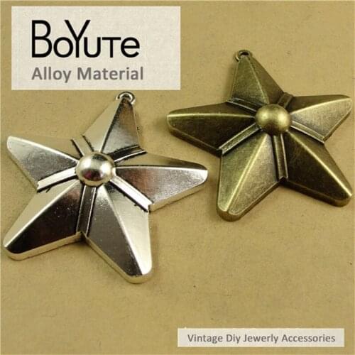 BoYuTe (10 Pieces/Lot) 57*62MM Vintage Korea Jewelry Accessories Parts Antique Bronze Silver Plated Star Fashion Pendant