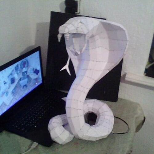 DIY Home Decoration Cobra Naja Snake Scary Paper Model Puzzle Toy Animal for Restaurant Waterproof Educational Folding Model Toy