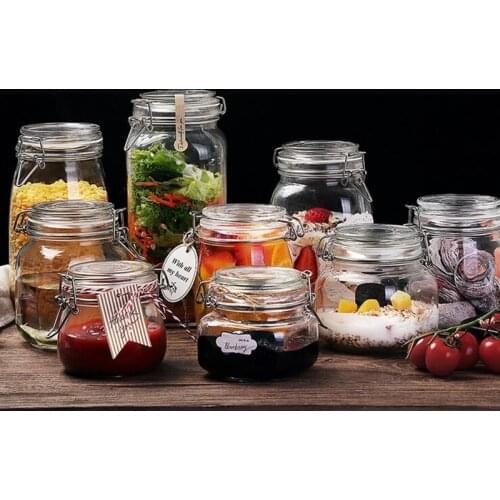 500-1500ml Sealed Glass Food Jar Spice Bottle Tea Coffee Bean Container Kids Candy Storage Pot