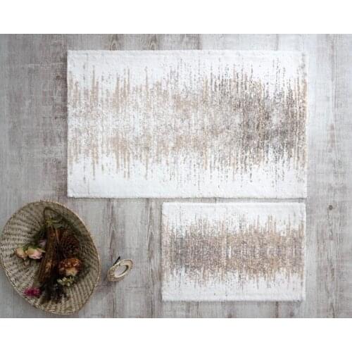 HC & W Cotton 2'li Set Toilet Seat Pad Bath Mat Artemis Raw White 364118716