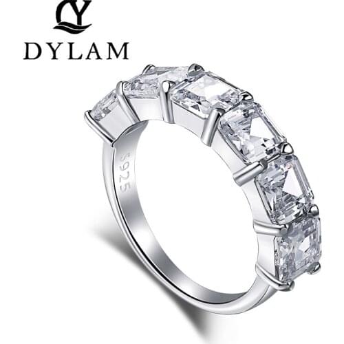 DYLAM 925 Sterling Silver Zircon Ring Ladies Simple Fashion Popular Diamond Engagement Wedding Ring Romantic Gft