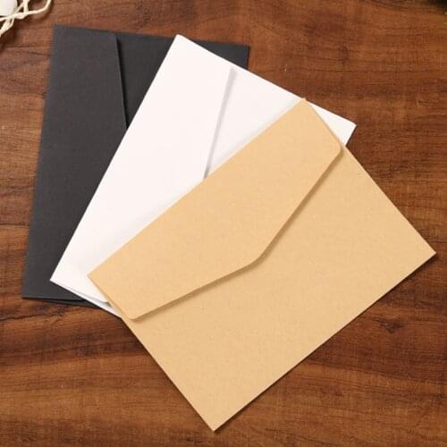 10Pcs Classical Paper Envelopes White Black Kraft Blank Paper Window Envelopes Wedding Invitation Envelope Gift Envelope