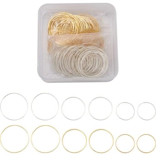 120Pcs Golden Plated Brass Hollow 20/25/30mm Rond Linking Rings Charms Pendants For Frame Earrings Necklaces DIY Jewelry Making