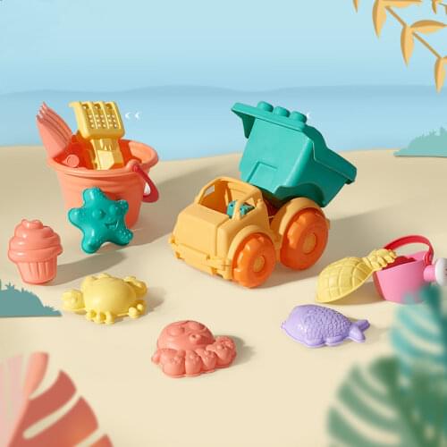 Summer Beach Toys Soft Silicone Beach Toy For Children Bucket Tool Rake Hourglass Outdoor Play Sand Tool Set Kids Baby Bath Toy