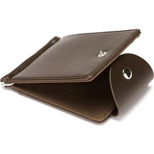 Men Fashion PU Leather Credit Card Holder Button Coin Pouch Wallet Case