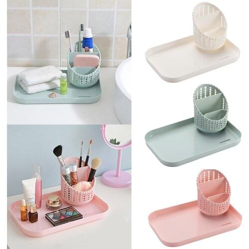 Large Capacity Desktop Table Cosmetics Storage Tray Holder Organizer Container for Home Apartment Bedroom Living Room