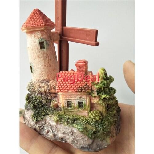 New Aquarium Ornament Decoration house Cave Tower windmill for fish aquatic tank 8*5*9.5cm free shipping