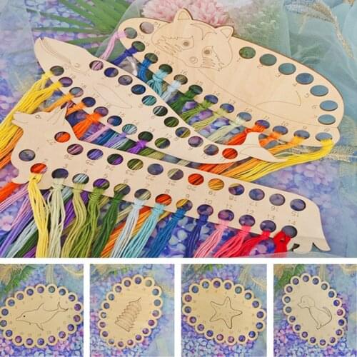 1PC Wood Embroidery Floss Organizer Cross Stitch Thread Holder Storage Tool Cross Stitch Thread Finishing Tool Sewing Accessorie
