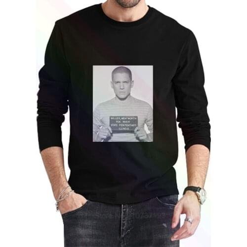 Prison Break Michael Scofield Mugshot Logo T-Shirt 2021 Newest Summer Mens Long Sleeve Popular Tees Shirt Tops Novel Unisex