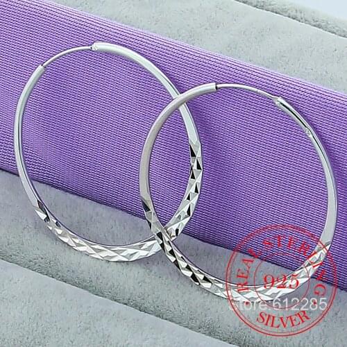 High Quality Hoop Earrings 925 Sterling Silver 5.0cm Circle Earrings Fashion Jewelry Wholesale Factory Direct Sales