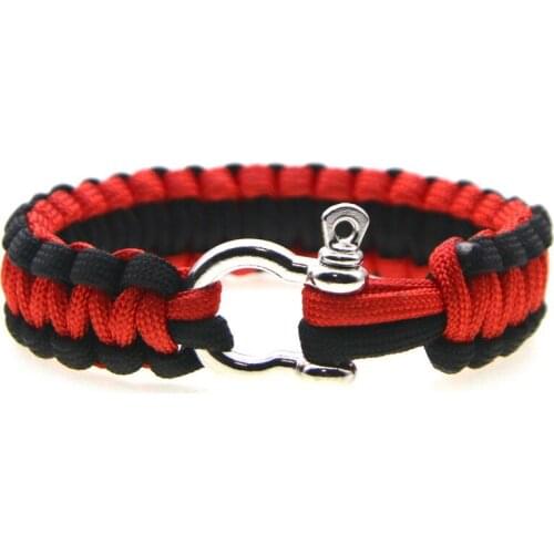 Special Offer Hot! Multi Functional Emergency Paracord Bracelet Survival Parachute Outdoor Jewelry Men Women Black Red + Black