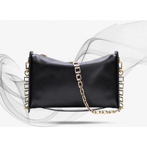 Casual PU Leather Sling Handbag Purse Women Elegant Chain Shoulder Crossbody Bag Popular Simple Female Daily Bag