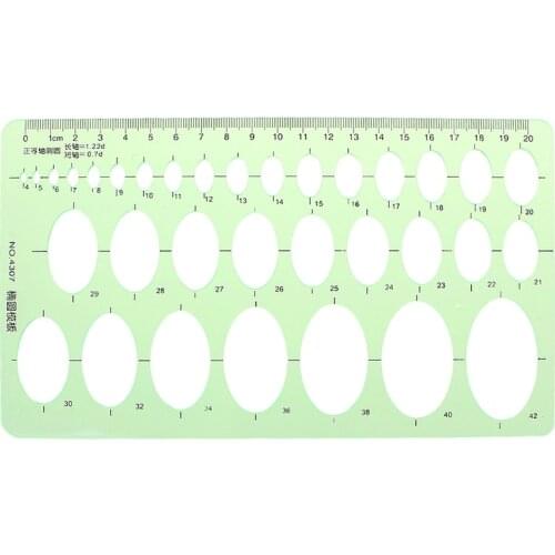 1 Set Green Plastic Oval Geometric Template Ruler Stencil Measuring Tools Students Hot Selling