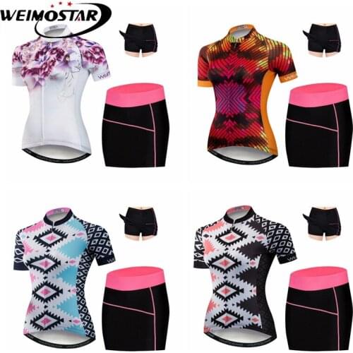 Weimostar New Women Cycling Jersey Dress Set Ropa Ciclismo/Breathable Bicycle Cycling Clothing/Quick-Dry Bike Sportswear