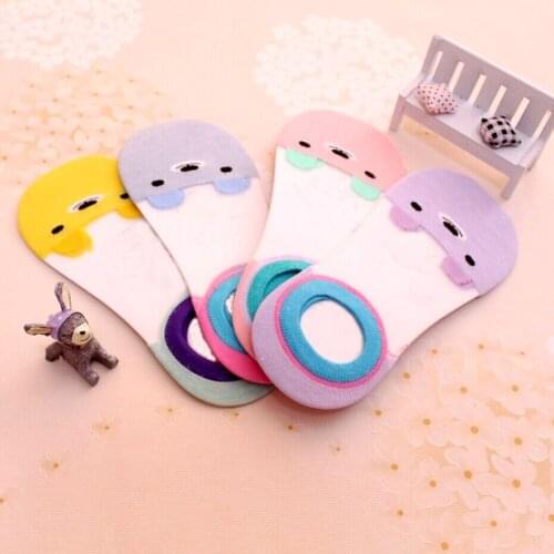 3 pairs/lot new Fashion cute color Women students invisible liner socks summer cat pattern comfortable short boat socks slipper