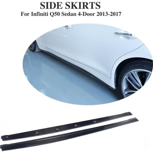 Carbon fiber Side Door Bottom Line Lip Skirts for Infiniti Q50 Sedan 4-Door 2013-2017 2PCS/Set