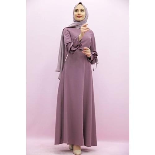 Full Closed Muslim Women Hijab Arms Layer Arched Evening Dresses Color Rose