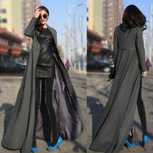 Women Autumn Winter Wool Blends Coat Manteau Long Femme Section Wool Woolen Cloth Coat Ladyvostok Red Black Coat Abrigo Inviern