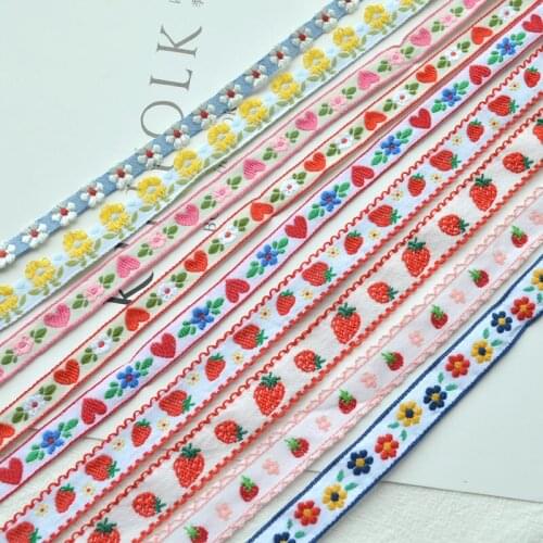 1 meter/lot Flower Embroidery Jacquard Lace Ribbon Diy Craft Gift Packaging hair accessories Sewing Decor Materials
