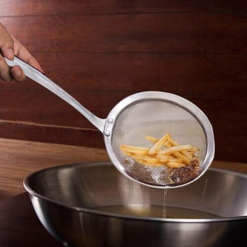 1PC Stainless Steel Round Network Kitchen Tools Colander Spoon Multifunction Portable Grid Scoop Oil Filter