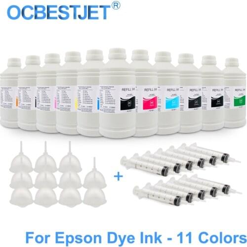 11x1000ML Universal Dye Ink Refill Ink Kit For Epson Stylus Pro 7900 9900 7910 9910 4900 4910 SureColor P6000 P7000 P8000 P9000