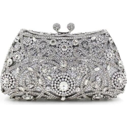 19x11.5CM Rhinestone Bag Corrugated Metal Crystal Dinner Bag Diamond Women Clutch Bag a6753