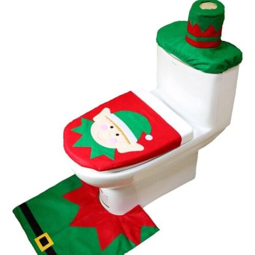 3pcs/lot Christmas Decorations Seat Santa Claus Snowman Elk Elf Bathroom Set Contour Rug Bathroom Set MR0030
