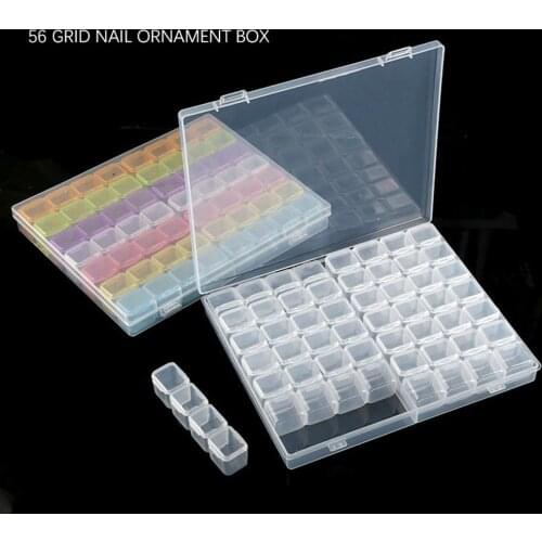 56 Grids Detachable Nail Art Manicue Accessories Storage Box Container Organizer exibidor de anillos бархатная косметичка Gifts