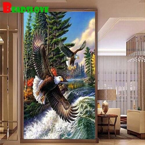 5D Diy Diamond Painting Eagle Full Square Round Drill Diamond Embroidery Mosaic Animals Christmas Decoration Wall Sticker