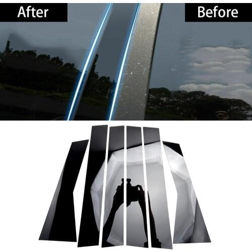 6Pcs Black Window B C Pillar Post Door Piano Cover Trim Fit for Honda CRV 2012 2013 2014 2015 2016