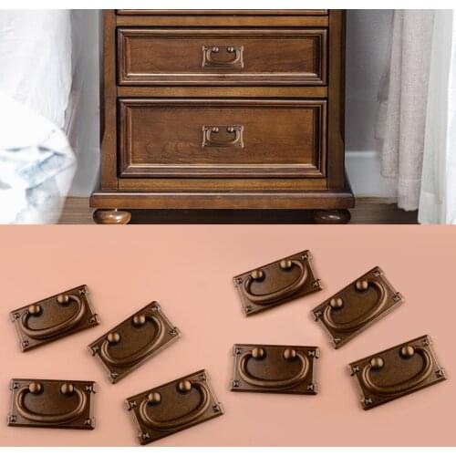 8Pcs Vintage Style Antique Bronze Drawer Ring Pull Handle Cabinet Door Cupboard Furniture Zinc Alloy High Quality