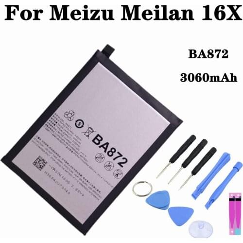 BA872 Replacement Batteries For Meizu Meilan 16X M1872 M872H M872Q Smartphone Battery 3060mAh High Capacity Bateria + Tools