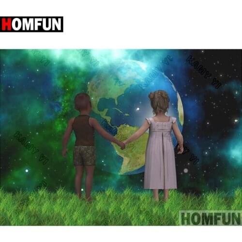 HOMFUN Full Square/Round Drill 5D DIY Diamond Painting "Child, earth" Embroidery Cross Stitch 5D Home Decor Gift A15885