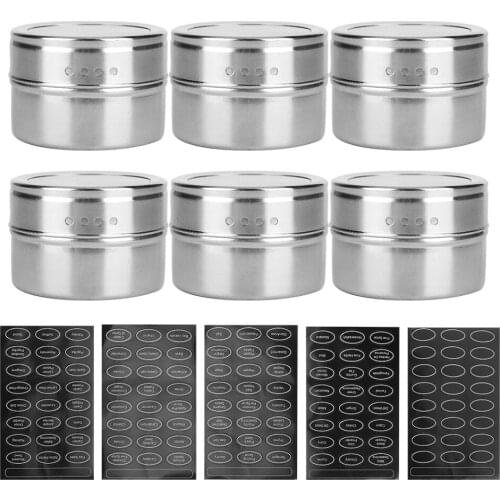 6Pcs/Set Stainless Steel Seasoning Box Spice Tank Jars Pepper Condiment Storage Containers Stainless Steel Seasoning Bottle