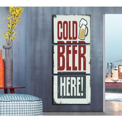 Free shipping Scandinavian Canvas Painting Letter Beer Nordic Abstract Wall Pictures Living Room Art Decoration Pictures FA247