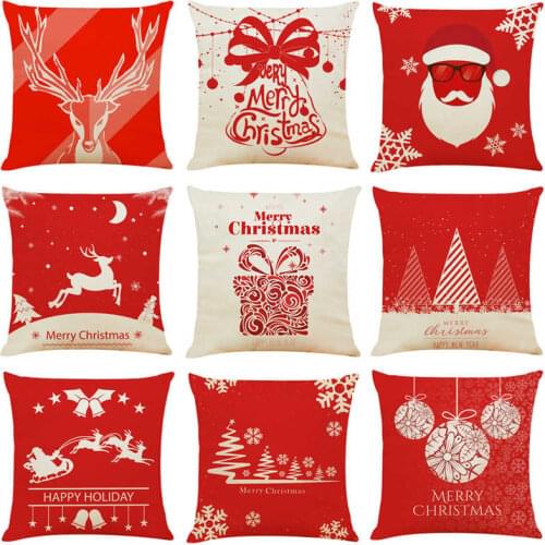 Elk Santa Claus pillow sofa cushion Christmas cotton linen pillow case