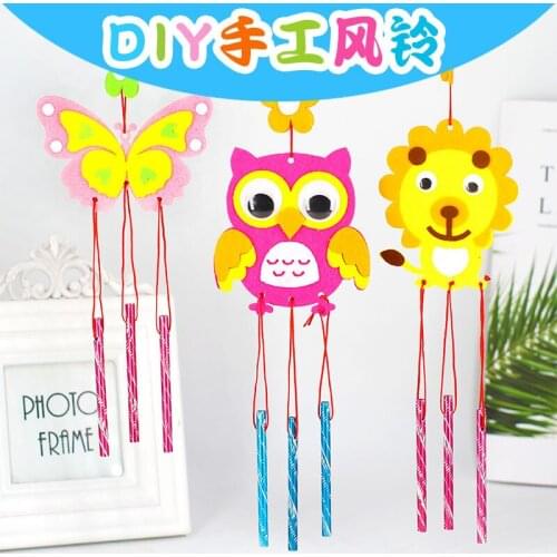 1Pcs Children DIY Wind Chimes Handmade Craft Toy Kits Wind Bell Arts Cartoon Hangings Stickers Kids Windbell Toys for Girls