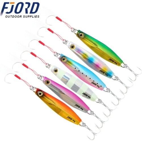FJORE 60G 40G Hard Shore Metal Jiging Fishing Lure Slow Jig Lead Artificial Sinking Bait Long Cast Fishing Tackle Six Colors
