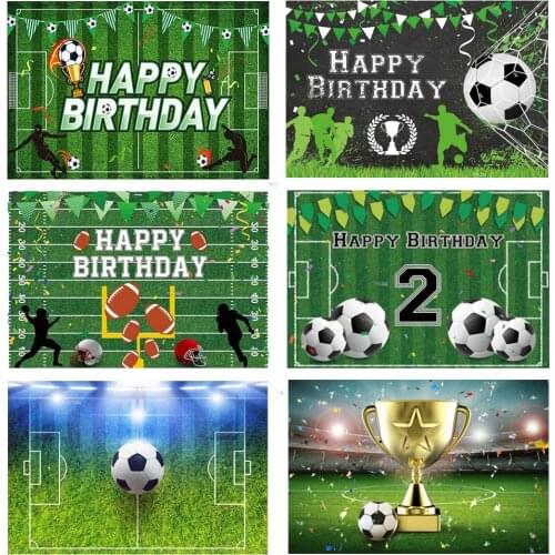 Soccer Football Field Competition Sports Board Photography Backgrounds Happy Birthday Photographic Backdrops for Photo Studio