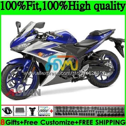 Injection For YAMAHA YZF R3 Blue silver R25 R 25 YZFR25 14 15 16 17 113BS.59 YZF-R3 YZF-R25 YZFR3 2014 2015 2016 2017 Fairings