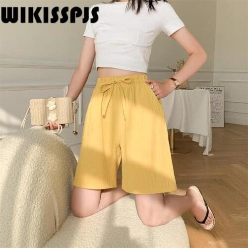 2021 Summer New Cotton and Hemp Capris Breathable Pants Wide Leg Pants Loose Large Size Home Pants Soft Lounge Shorts Women