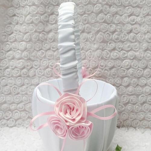 50%HOTWedding Bridal Page Boy Ribbon Satin Faux Rose Flower Girl Basket Party Decor