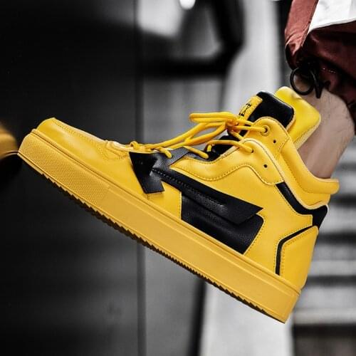 Hightop Summer Running Shoes Men Sneakers for Running Shoes Mens Sports Shoes Sport Yellow Sneackers Athletic Tennis Walk B-695