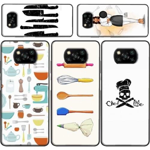 Baking Cooking Utensils Chef Case For Xiaomi Redmi Note 9 7 8 Pro A 9C 8T 9S Mi Note 10 Lite Ultra 9T POCO X3 F2 Pro